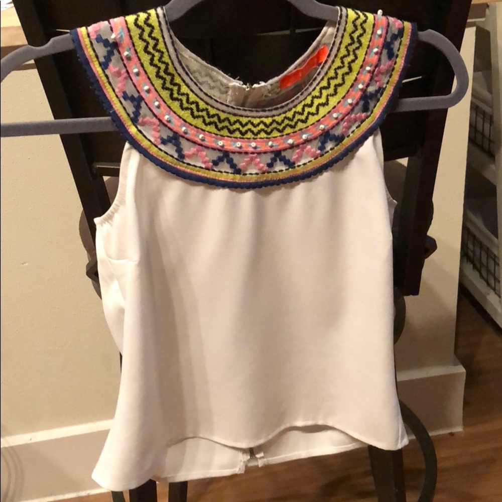 White beaded crop top